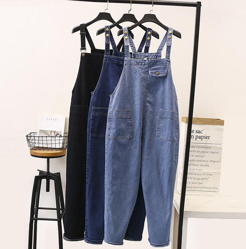 Womens Plus Size Jumpsuit Denim Overalls Jeans Casual