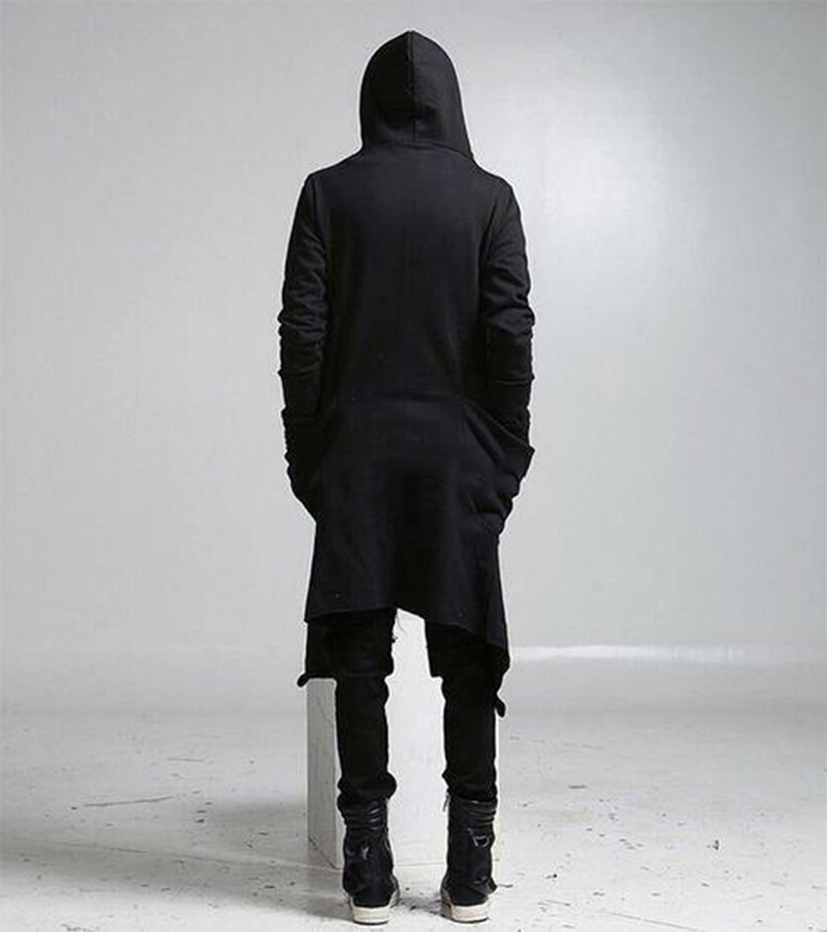 Men's Long Loose Gothic Trench Coat Jacket Punk Hooded