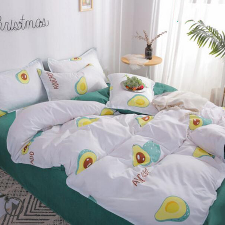Avocado Cartoon Comfort Pink Bedding Set Duvet Cover Bed Sheet