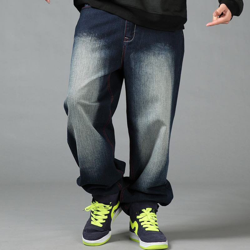 MEN'S NONNO特集品 CHECK WIDE BAGGY PANTS Men Denim Baggy Jeans Hip-hop Pants Wide Leg Loose Wearproof