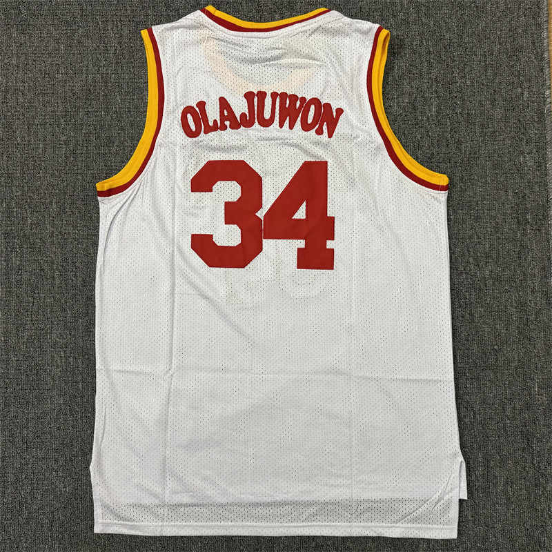 Mens 3 Colors Houston Legend Throwback #34 Hakeem Olajuwon Basketball Jersey