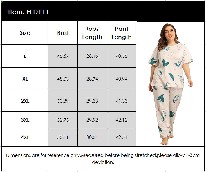 Women's Pajama Pants Size Chart