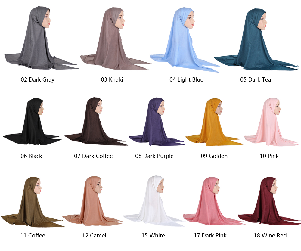 Arab Amira Women Long Scarf Hijab Plain Muslim Prayer Headscarf Wrap Full  Cover | eBay