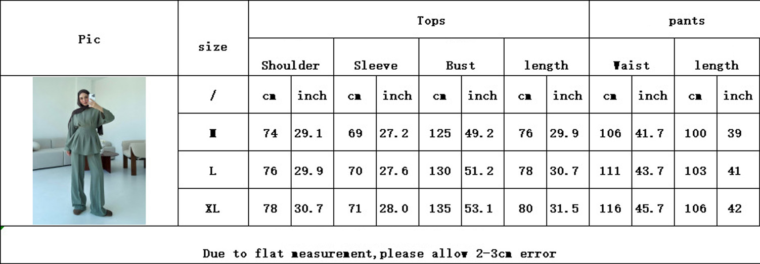 Abaya Dubai Women Kaftan Muslim Plain Blouse Top Wide Leg Pants