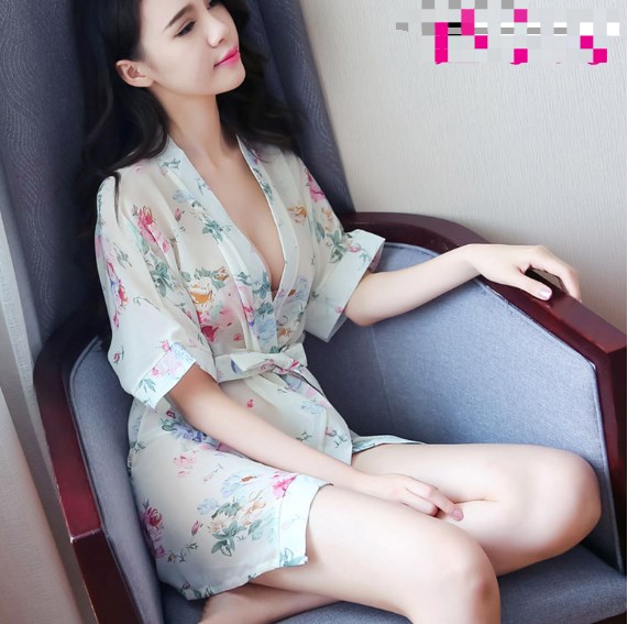 Ropa interior sexy para mujer uniformes japoneses albornoz de gasa camisón kimono pijama - Imagen 7 de 11