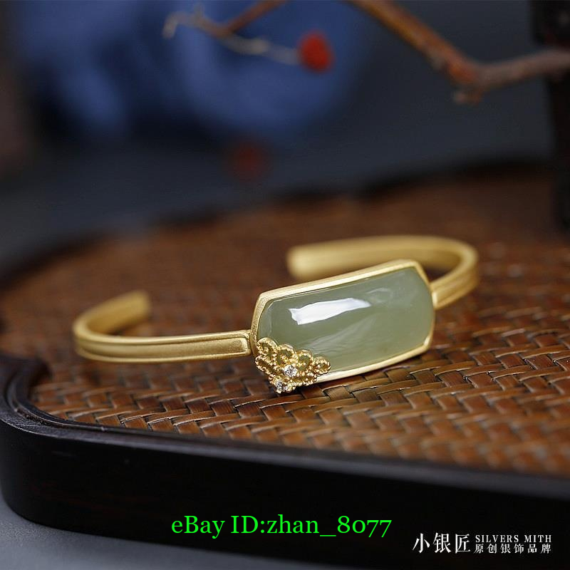 Brazalete Ping An Wu Shi Pai Brazalete Dorado Mujer Jade Apertura Palacio Artesanía - Imagen 9 de 9