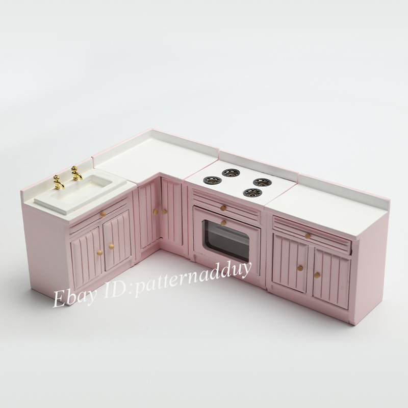 1: 12 Mini Doll House Kitchen Cabinet Cooking Table Sink Counter Set Combination - Picture 10 of 11
