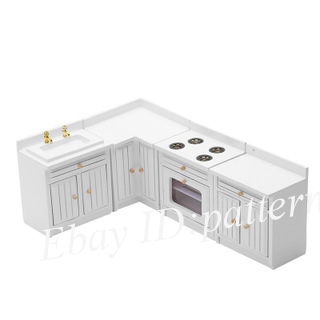 1: 12 Mini Doll House Kitchen Cabinet Cooking Table Sink Counter Set Combination - Picture 11 of 11