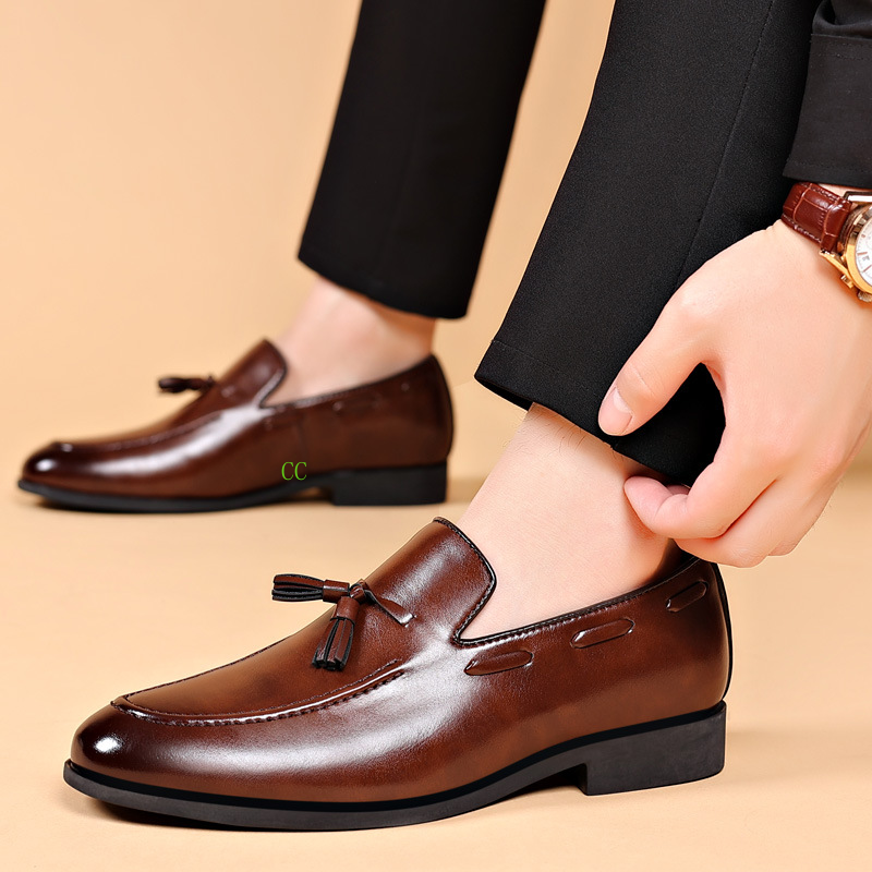 Zapatos formales de cuero de negocios para hombre corte bajo zapatos de vestir británicos con punta para boda - Imagen 10 de 10