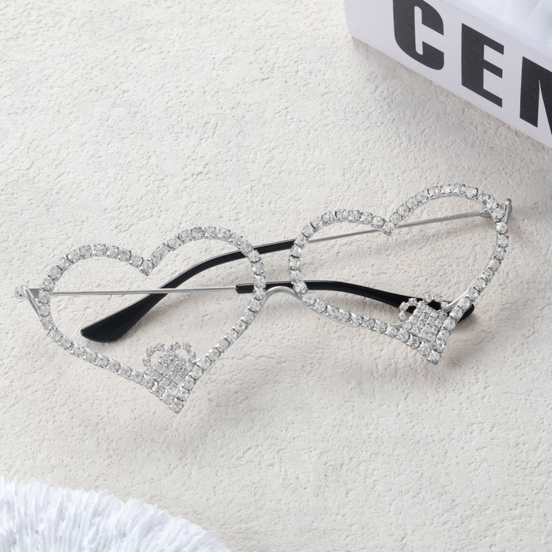 Love Diamond Eyeframe Glasses Frame Spectacle Frame No Lens Eyeglasses for Women - Picture 7 of 7