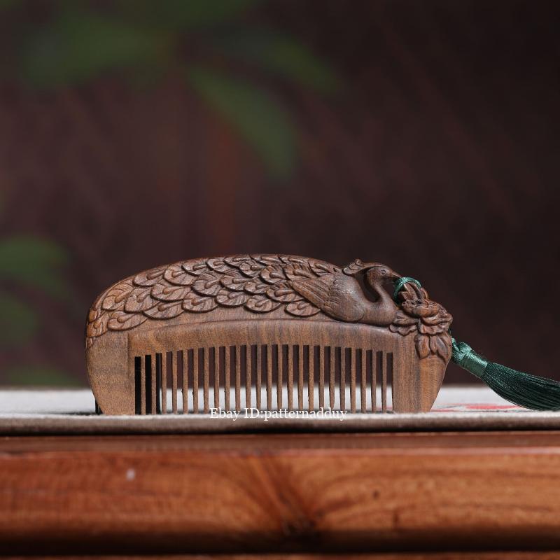 Agarwood Carving Double-Sided Carving Comb, Portable Anti-Static Comb - Picture 12 of 18