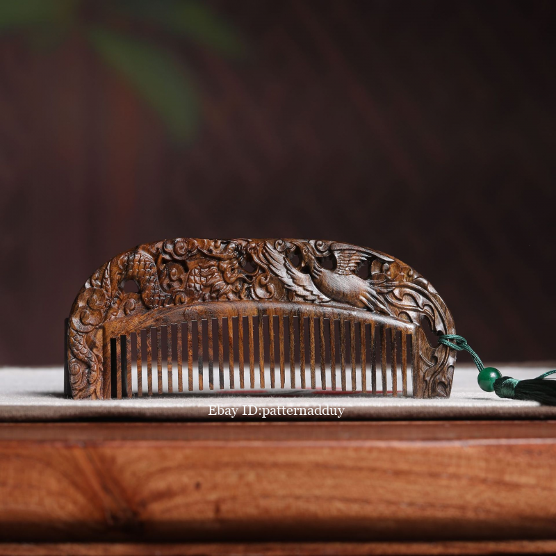 Agarwood Carving Double-Sided Carving Comb, Portable Anti-Static Comb - Picture 14 of 18