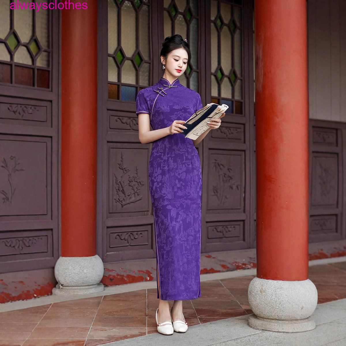 Women Sexy Evening Party Qipao Dress Chinese Silk Satin Long Cheongsam Plus Size - Picture 13 of 14