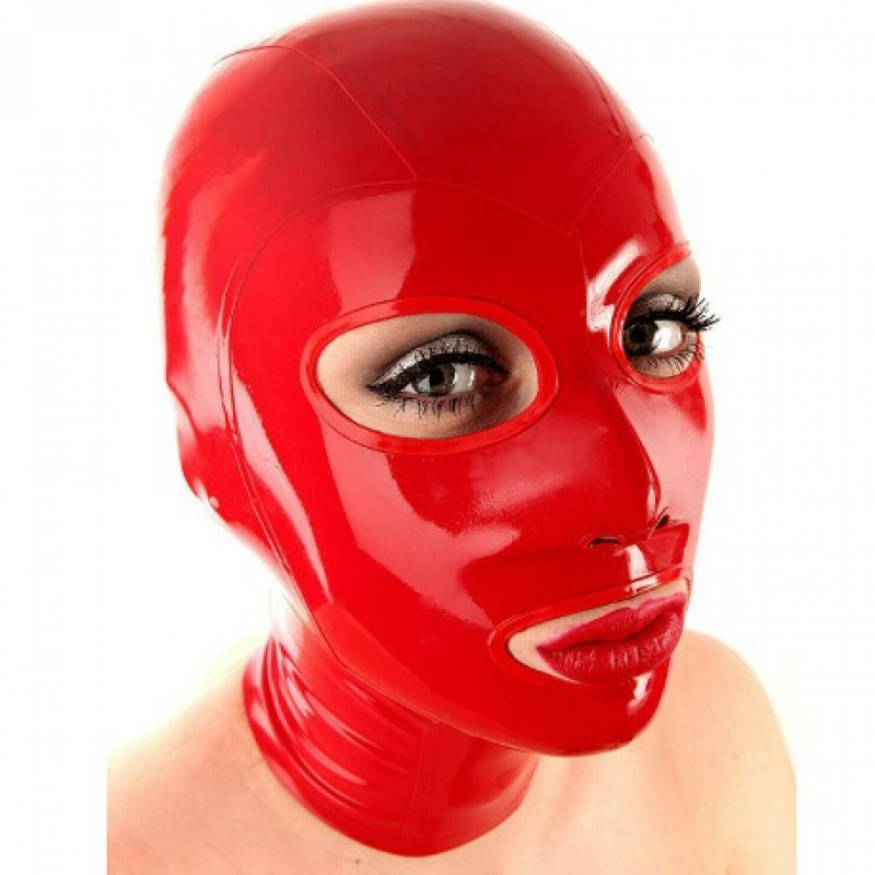 Latex Hood Open Eyes and Mouth for Catsuit Rubber Mask Costume Club Wear Cosplay - Picture 3 of 3
