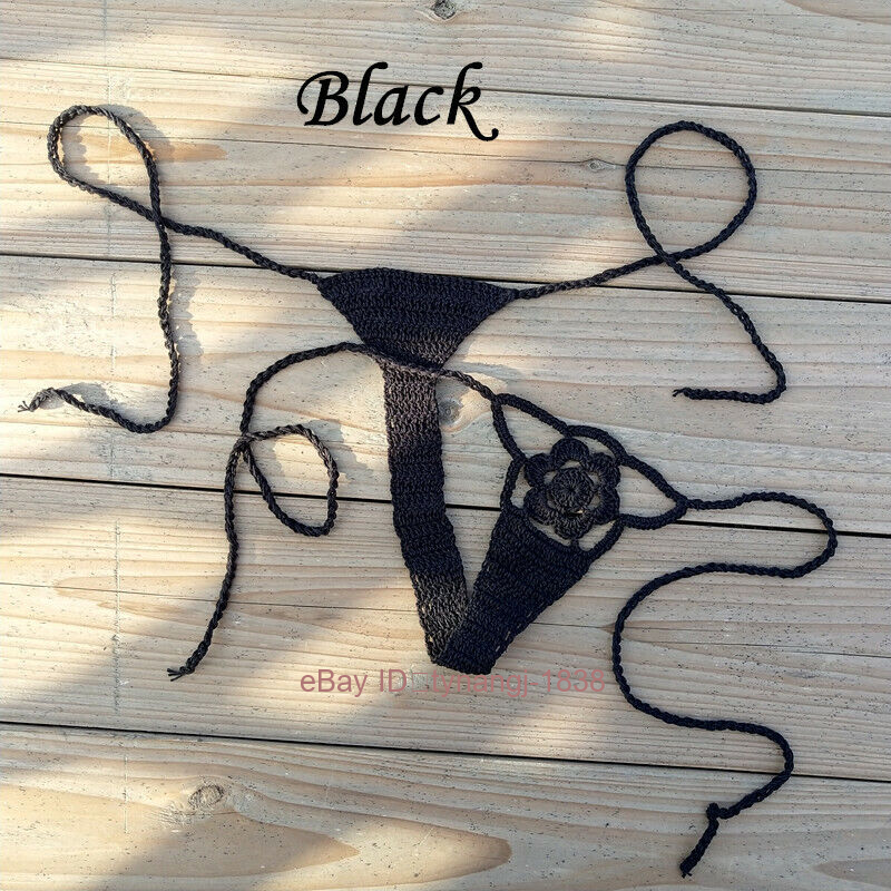Mano Crochet Sexy Bikini Parte Inferior Tanga Boho Mujeres Mini Bikini Sexy Tanga - Imagen 13 de 21