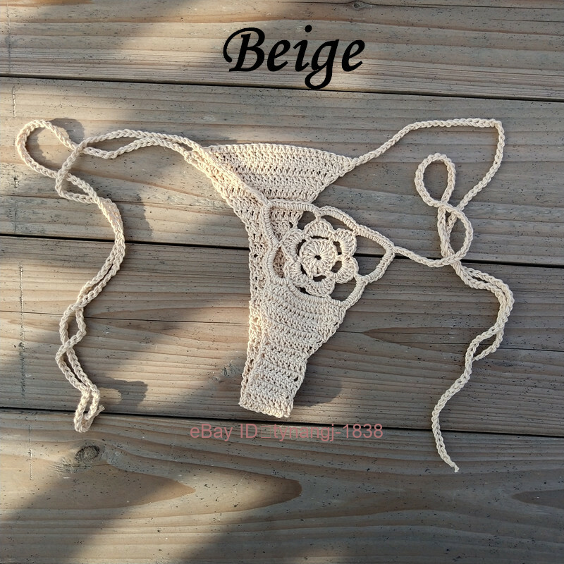 Mano Crochet Sexy Bikini Parte Inferior Tanga Boho Mujeres Mini Bikini Sexy Tanga - Imagen 19 de 21