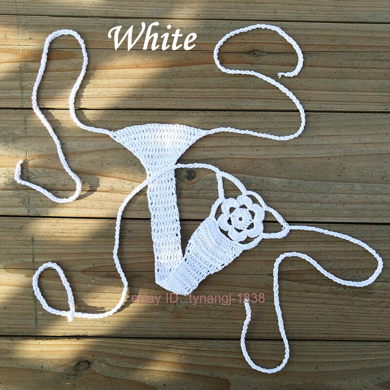 Mano Crochet Sexy Bikini Parte Inferior Tanga Boho Mujeres Mini Bikini Sexy Tanga - Imagen 14 de 21