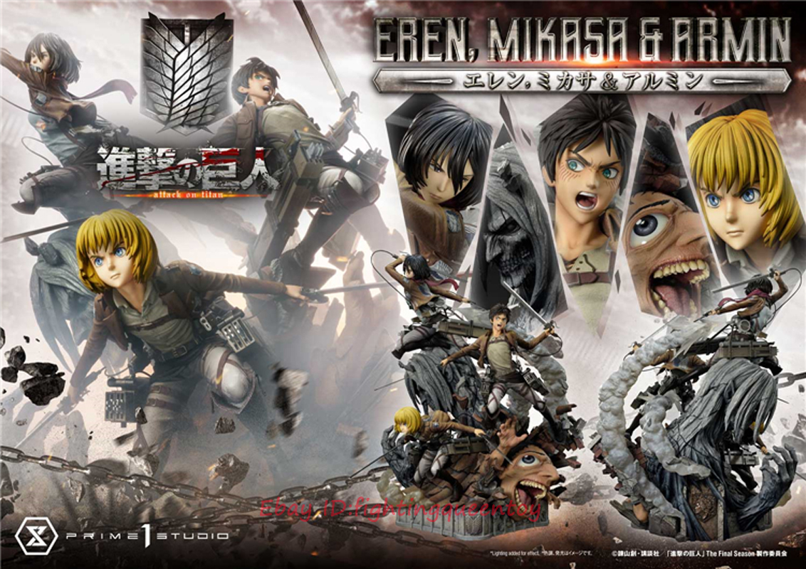 Prime 1 Studio Attack on Titan- Eren Mikasa Armin 1/4 Statue