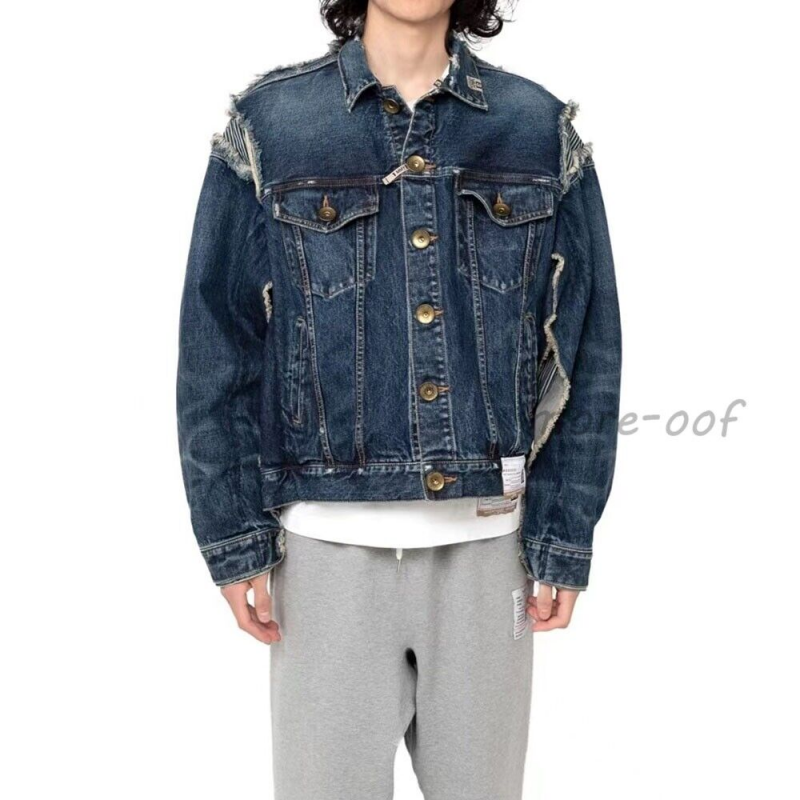 22AW MMY Denim Patchwork Casual Jackets Distressed Oversize Coats
