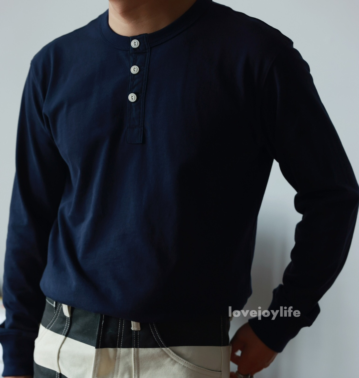 BOB DONG Heavyweight Cotton Men Shirt Long Sleeve Slim Henley Shirt Basic Shirt - Picture 19 of 24