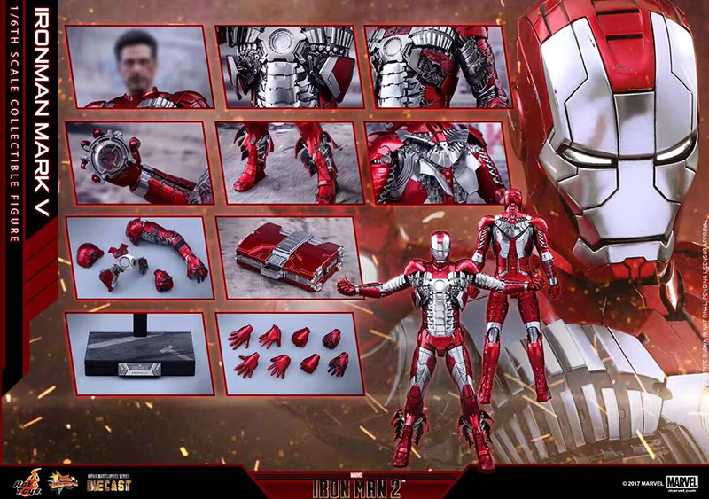 HT MMS400-D18B 1/6 Iron Man 2 Mark V MK5 Diecast Action Figure IN