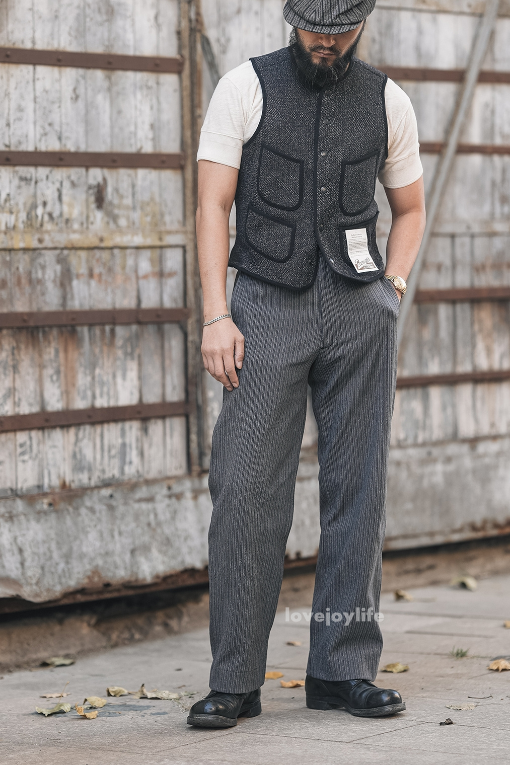 パンツ sullen tokyo gray tweed straight pants Bronson Lot931 Thick Striped Pants Cotton Suit Pants Casual