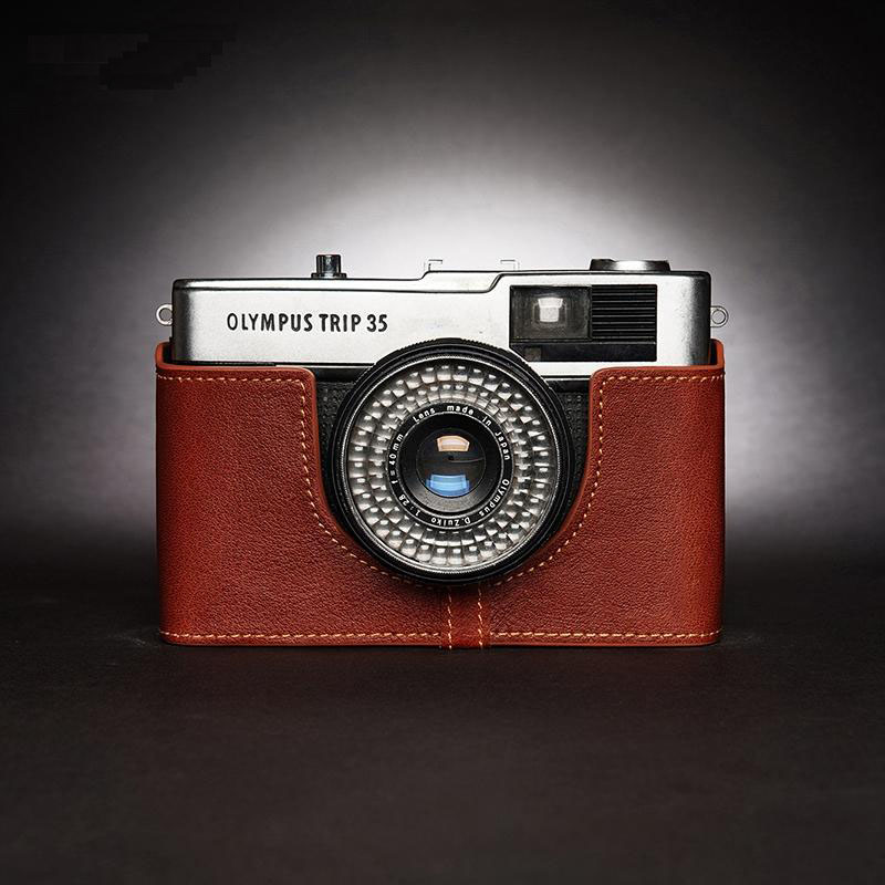 Genuine Real Leather Camera Bag Case Protect Cover For Olympus