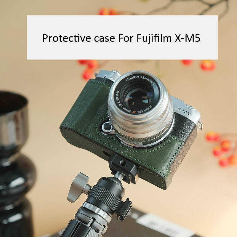 Genuine Leather Camera Bag Case Protect Cover Belt Strap For Fujifilm X-M5 XM5 - Picture 28 of 38