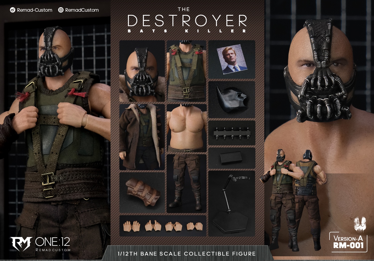 Remad Custom Bane 1/12 Scale Action Figure RM-001 Version A Cloth