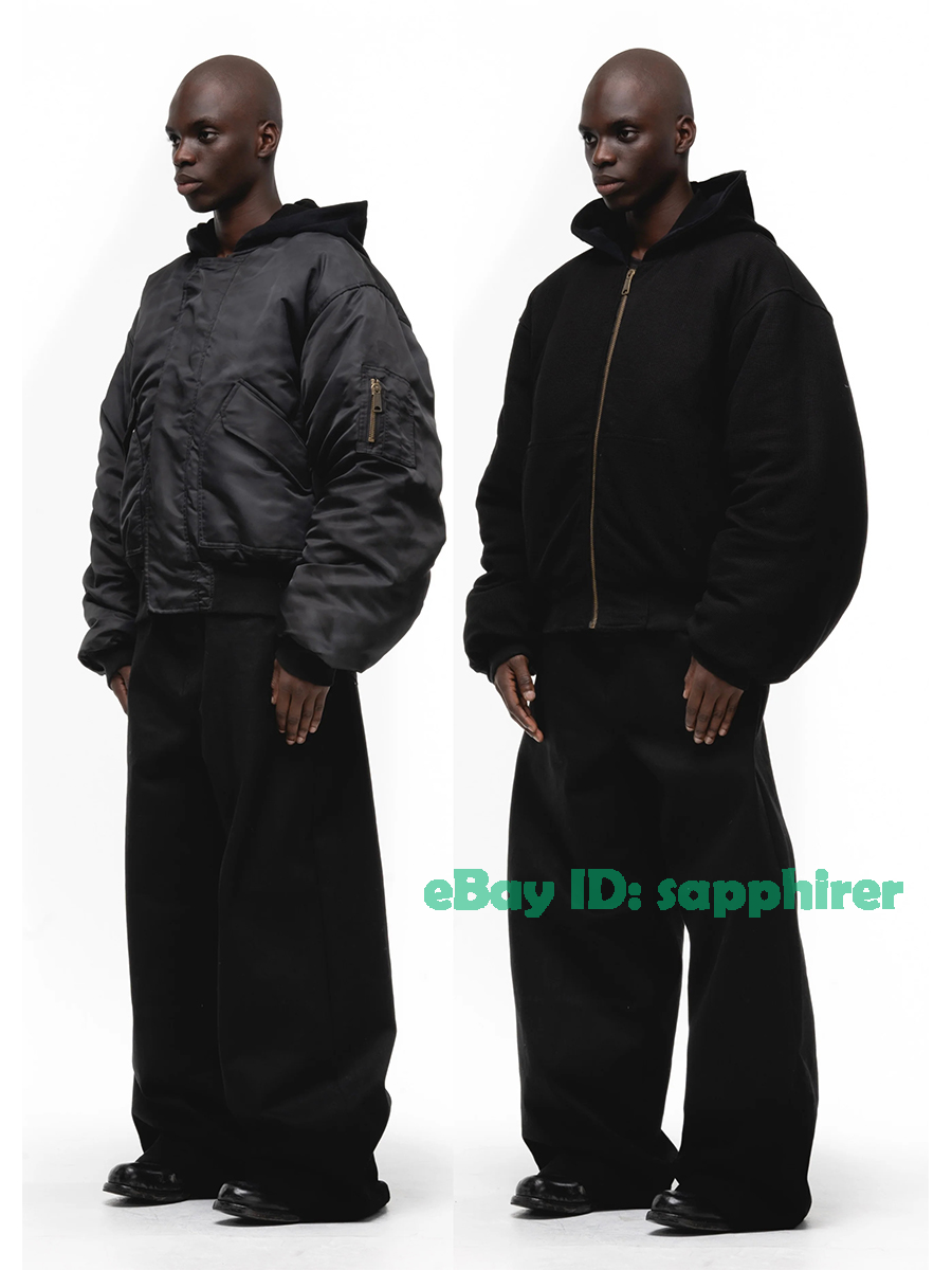 No Faith Reversible Bomber Jackets Distressed Hooded Cotton Zipper