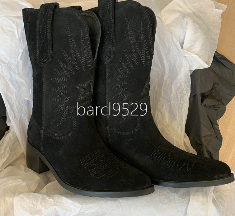 Women's Pointed Toe Cowgirl Cowboy Boots Ladies Mid Wide Calf Western Shoes ~