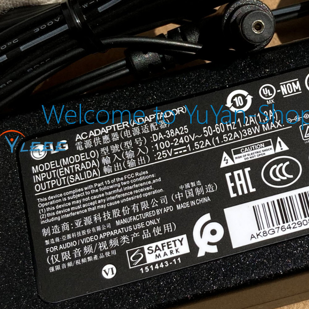 1pc NEW Original LG AC Adapter Power Supply DA-38A25 25V 1.52A 38W #T49K YS 
