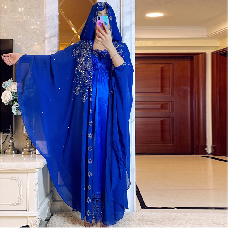 Women Chiffon Dress Ramadan Abaya Kaftan Islamic Clothing African Maxi  Dress