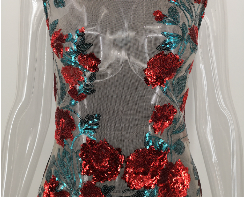 mesh sequin dress festival Pearl Straps Mesh Insert Sequin Maxi Dress Black