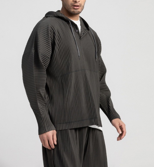 Men Fashion Pleated Casual Wear New Hooded Sweater Casual Silhouette Hoodie