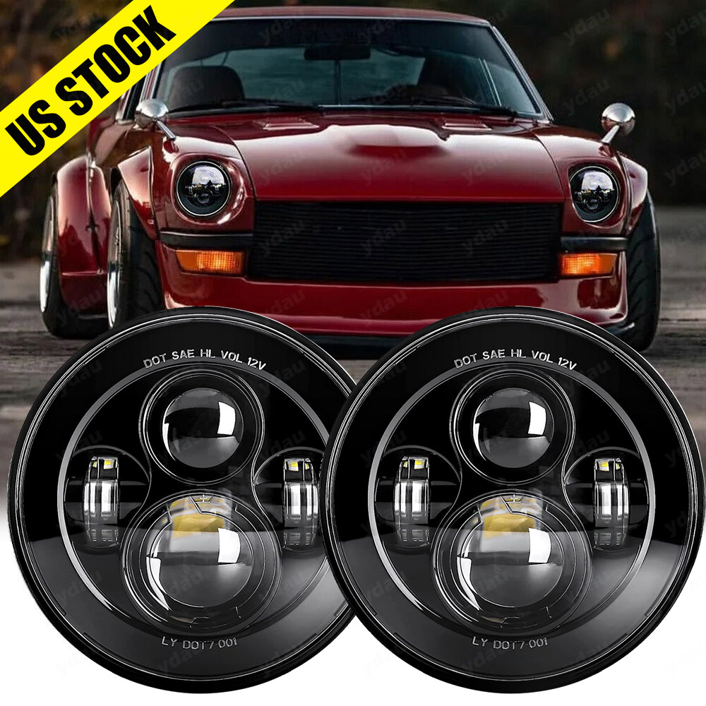 7x6 Inch Black LED Headlights With HI/LO Beam – For Ford Econoline 1982-2012 (DOT/SAE)