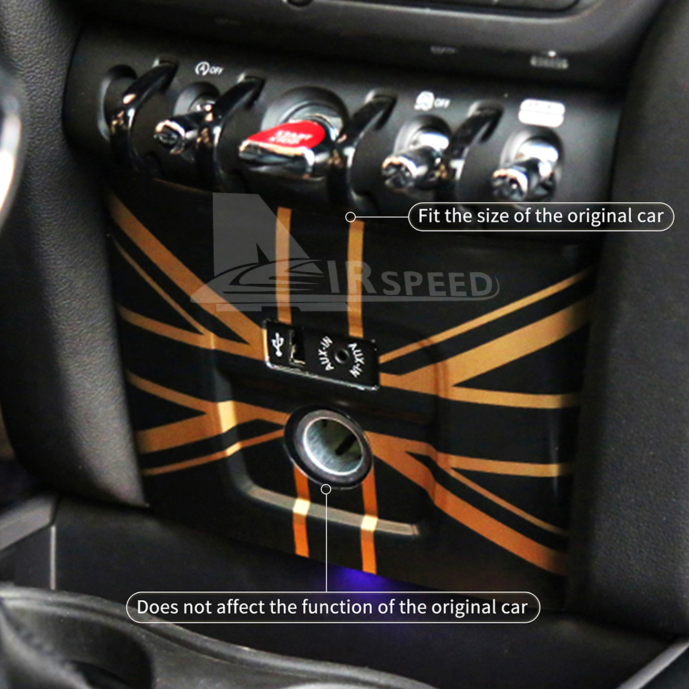 For Mini Cooper F60 Center Cigarette Lighter Panel Cover Black Golden Union  Jack