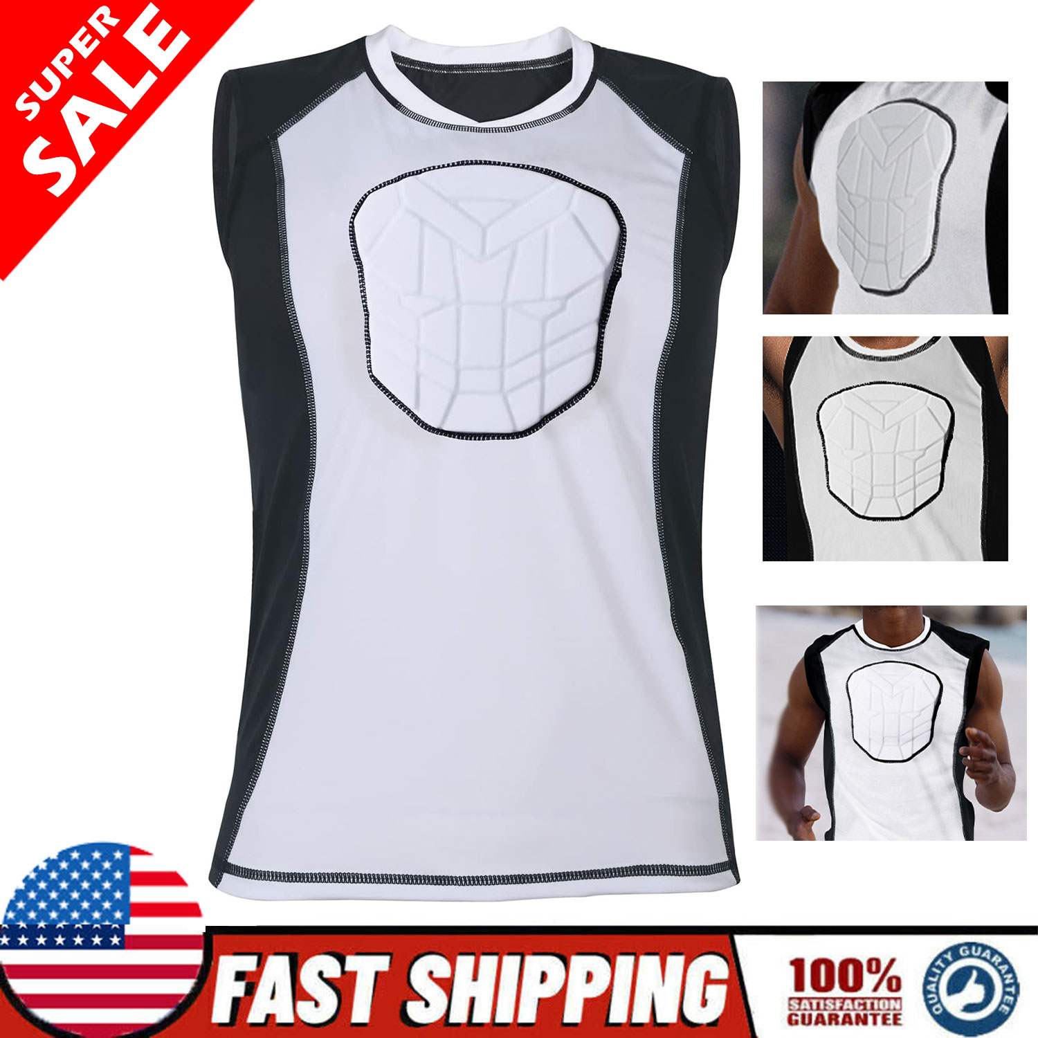 TUOY Para hombres Acolchado Camisa de Compresión Chaleco Camiseta sin Mangas Pecho Transpirable - Imagen 1 de 11