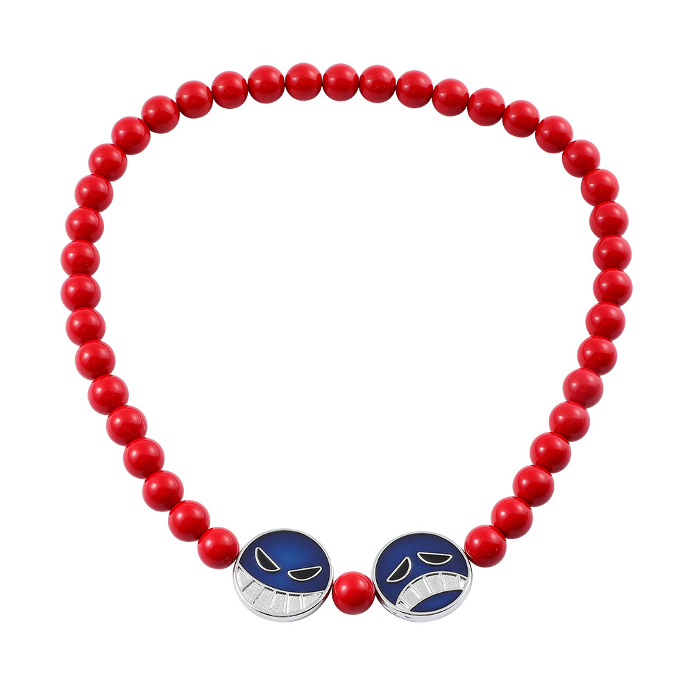 One Piece Charm Bracelet Portgas D Ace Whitebear Pirates Red Bead necklace - Picture 9 of 10