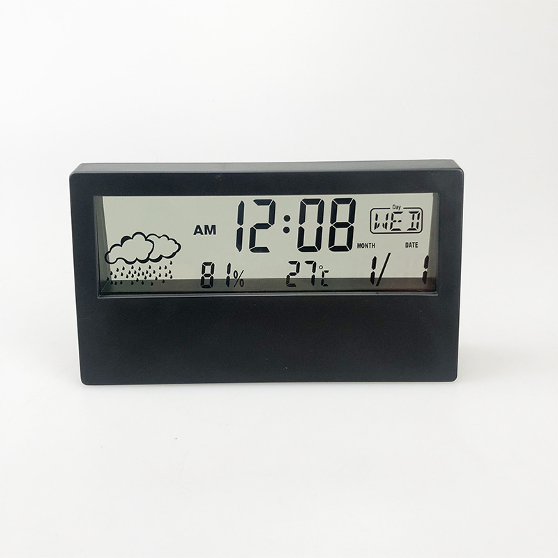 LCD clock temperature and humidity meter alarm clock electronic digital display - Picture 6 of 6