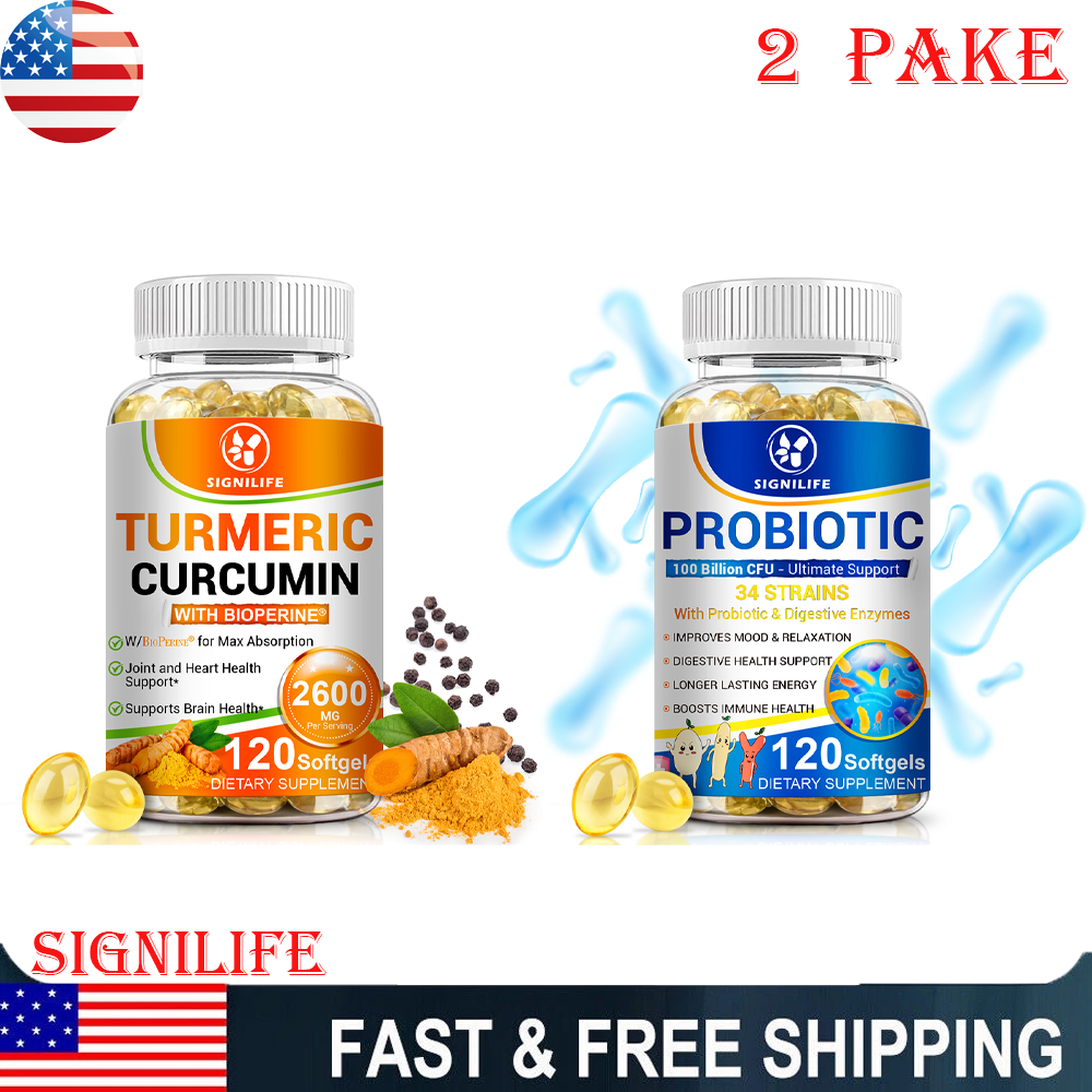 Probiotic & Turmeric Supplement, Daily Gut Health and Immune Balance Support