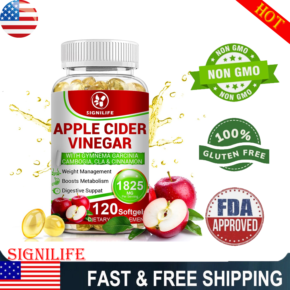 4 Pack Pure Apple Cider Vinegar Acv 1825mg Pure Weight Loss Fat Burner Diet Pill