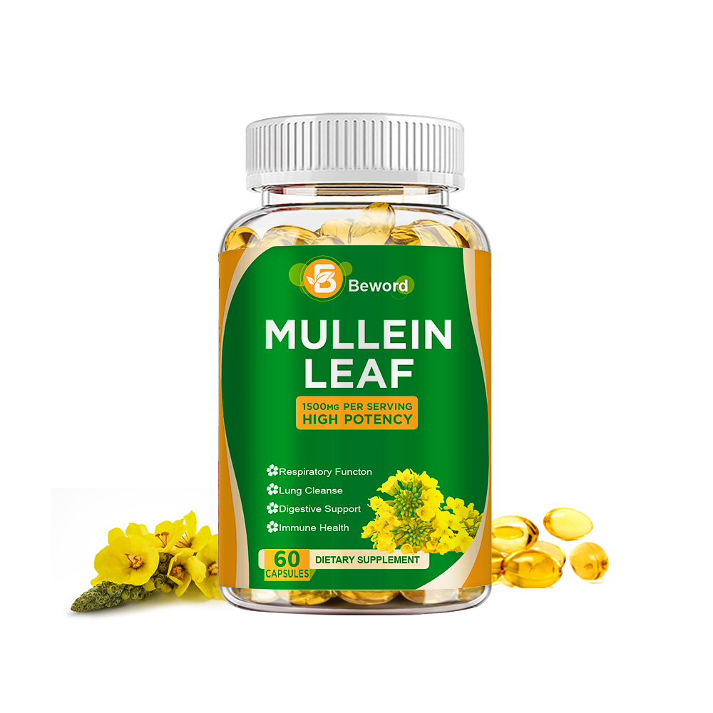 60PCS Mullein Leaf Capsules Lung Cleansing Detox Herbal Dietary Pill Supplement