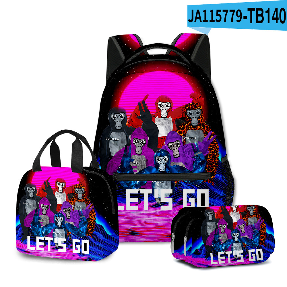 3D Gorilla Tag School Backpack Rucksack Lunch Bag Pencil Case 3Pcs Set Gift - Picture 19 of 32