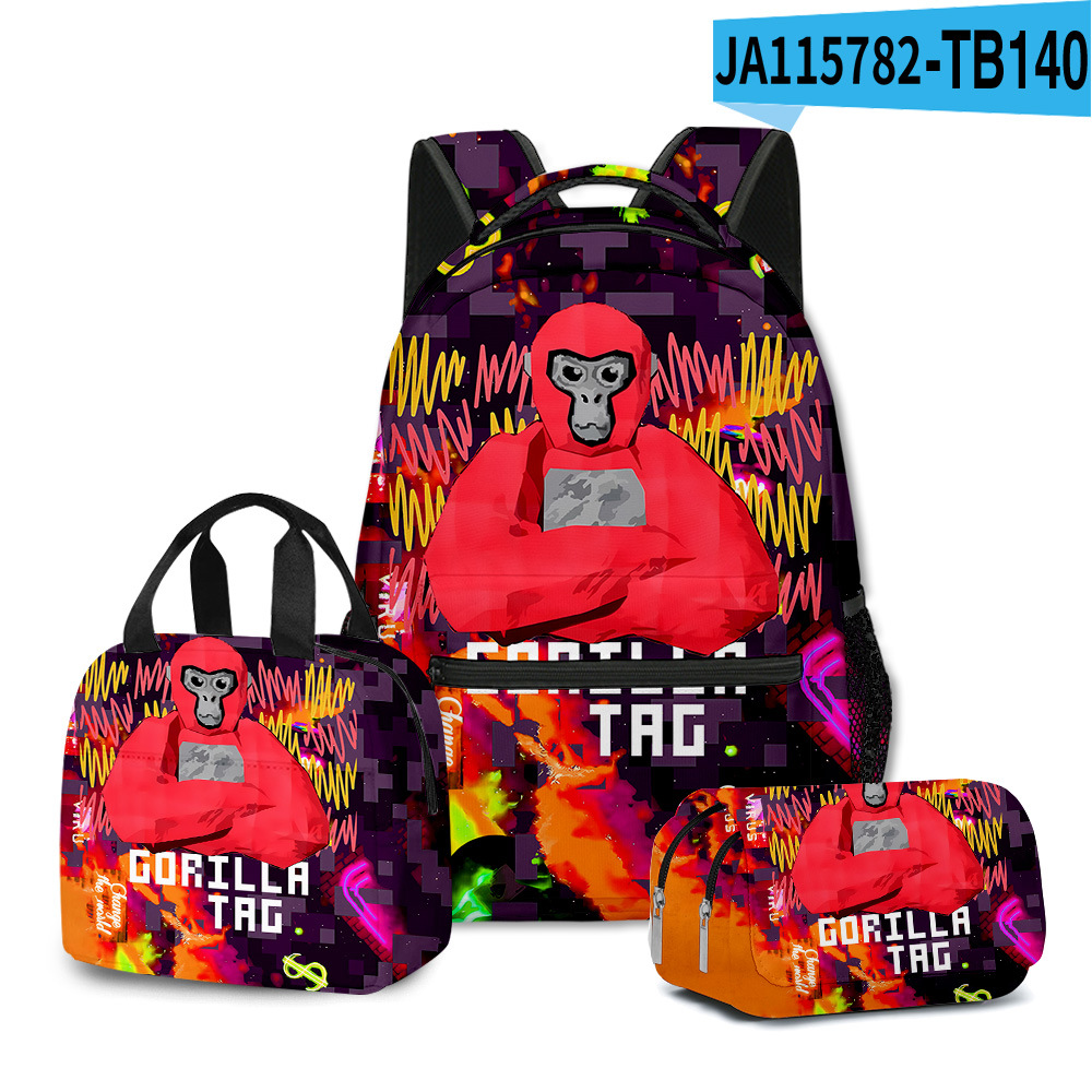 3D Gorilla Tag School Backpack Rucksack Lunch Bag Pencil Case 3Pcs Set Gift - Picture 20 of 32