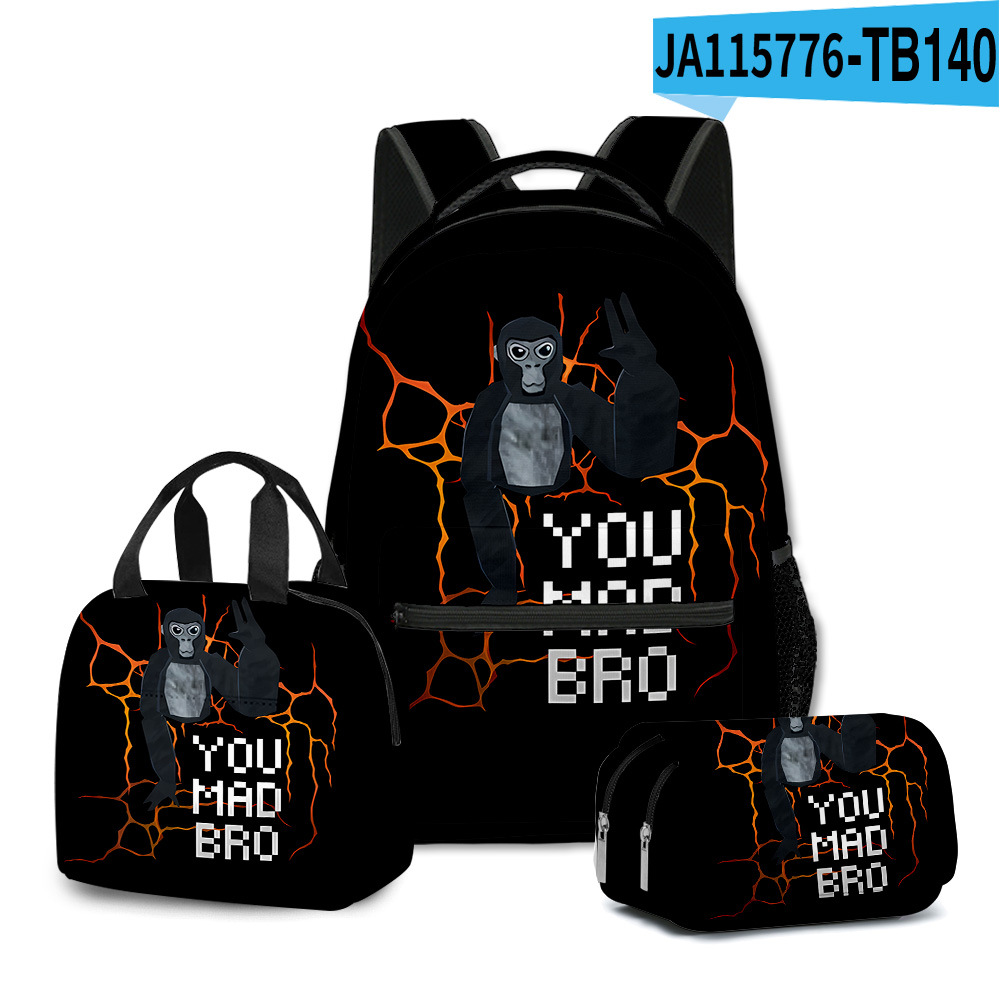 3D Gorilla Tag School Backpack Rucksack Lunch Bag Pencil Case 3Pcs Set Gift - Picture 22 of 32