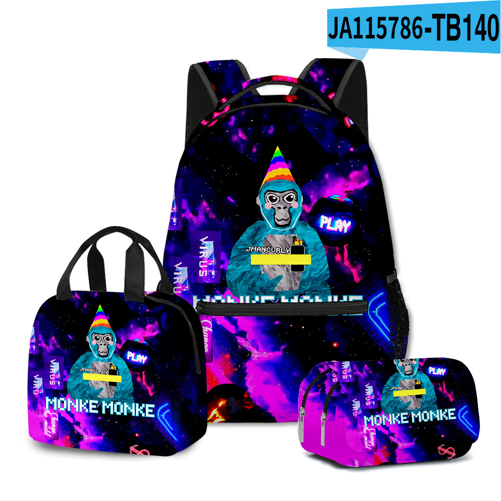 3D Gorilla Tag School Backpack Rucksack Lunch Bag Pencil Case 3Pcs Set Gift - Picture 24 of 32