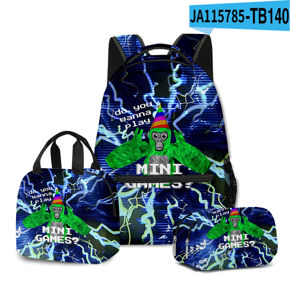 3D Gorilla Tag School Backpack Rucksack Lunch Bag Pencil Case 3Pcs Set Gift - Picture 25 of 32