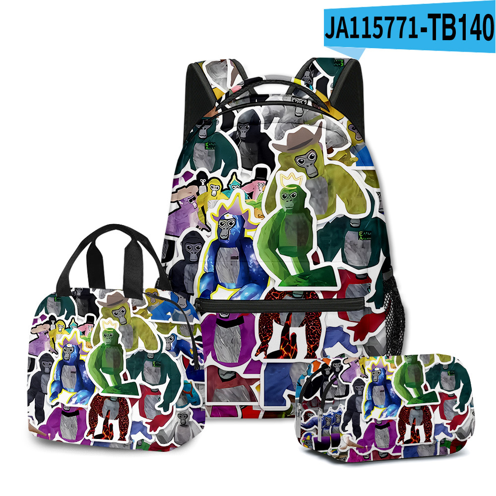 3D Gorilla Tag School Backpack Rucksack Lunch Bag Pencil Case 3Pcs Set Gift - Picture 26 of 32