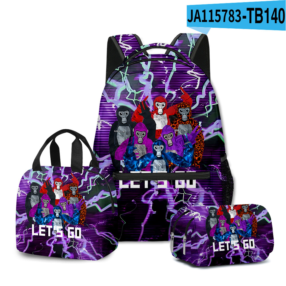 3D Gorilla Tag School Backpack Rucksack Lunch Bag Pencil Case 3Pcs Set Gift - Picture 27 of 32